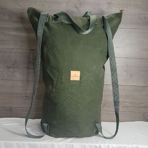 XL Jon Hart Design Green Waxed Canvas Laundry Tote Backpack Bag